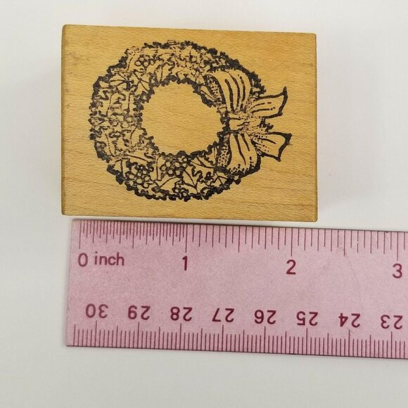 Vintage Christmas Holiday Rubber Stamps Nature Impressions Wreath 1st Class Toys - Picture 5 of 11